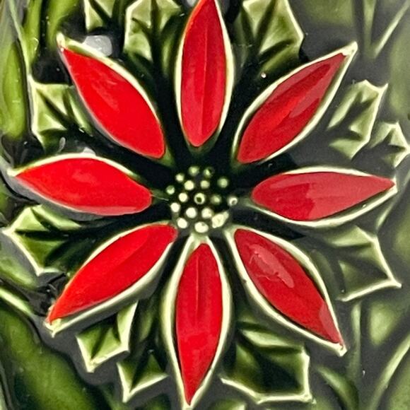 2 Vintage Enesco‎ Poinsettia Taper Candle Holders Japan - Picture 3 of 8